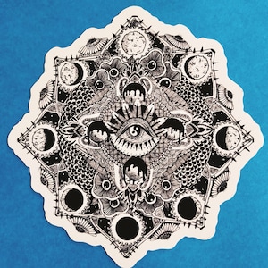 Moon Phases Mandala Sticker
