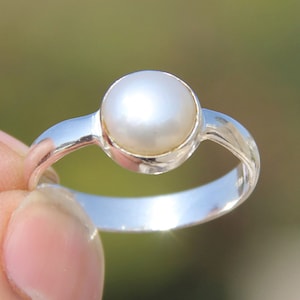 Freshwater Pearl Sterling Silver Ring - Handmade Unisex Jewelry