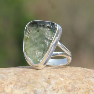 Raw Moldavite Ring: Sterling Silver Gemstone Jewelry