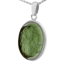 Handgemachter Roher Moldavit Anhänger: 925 Sterling Silber Tschechischer Stein