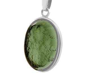 Handmade Rough Moldavite Pendant: 925 Sterling Silver Czech Stone