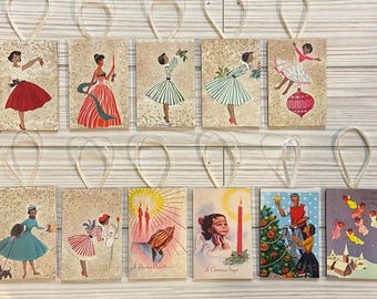 Vintage Black Christmas Black Santa Christmas Ornaments