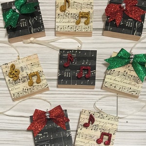 Music Note Ornaments - Sheet Music Ornaments - Christmas Ornaments - Tiered Tray Decor