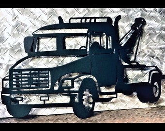 Tow Truck Wrecker Metal Wall Art Sign & Gift Decor