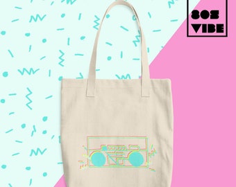 Retro Tote Bag 80s Gifts for Her, Retro Radio Shopping Bag Gift for mom, Cassette player Tote, Vintage Stereo Tote Bag, Canvas tote bag