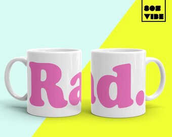 80s Coffee Mug Gift for Mom, Vintage Home Gifts, Ceramic mug 80s gift, Rad Coffee Mug in pink, Vintage mug & Large coffee mug, Cool Mugs