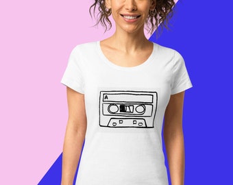 Cassette Tape t-shirt Woman, Fun 80s Clothing, 80s Retro tshirt, Mix tape t shirt funny gift for women, 80s gifts for her