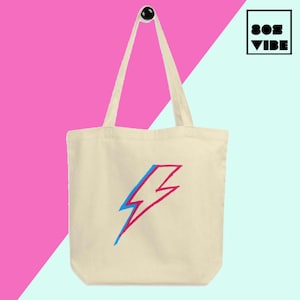 Bowie Tote Bag, Alledaagse tas bowie bliksemschicht, Stevige tas cadeau voor muziek fan, canvas tote tas zus cadeau, stof boodschappentas