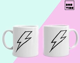Bowie lightning bolt Coffee Mug, David Bowie gift for any coffee lover, Cool and retro ceramic mug, 80s style gift