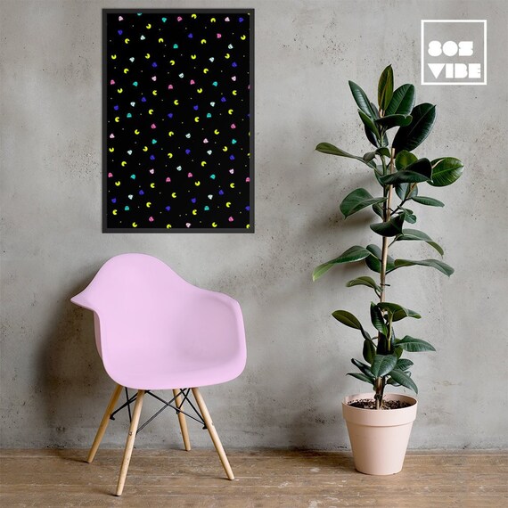 Pac Man Wall Art 80s Home Decor Retro Video Game Art Print Etsy