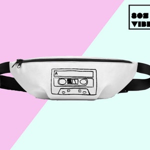 Cassette tape Fanny Pack, Mix tape unisex fanny pack, Retro accessory gift, Cool waist festival pack