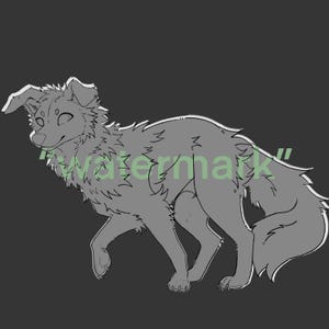 Furry feral canine dog base lineart