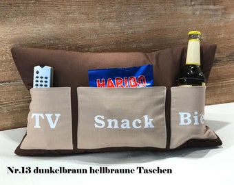 Sofakissen Dekokissen Ruhestand Geburtstag Vatertag  (TV/Snack/Bier) - Geschenk zum Muttertag - Ruhestandsgeschenk - Weihnachten
