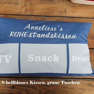 personalisiertes Ruhestandsgeschenk Kissen TV/Snack/Bier Geschenk,Rente, Pension Nr.8