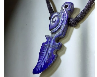 Dragon Tail Necklace, Lapis Lazuli Necklace, Hand Carved Stone Pendant