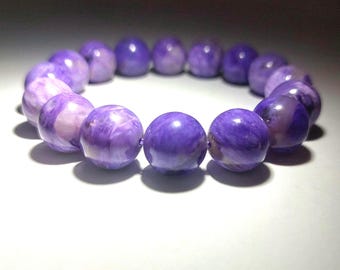 Braccialetto fatto a mano in cristallo di charoite: pietra preziosa Purple Haze AAA, perle da 132 mm