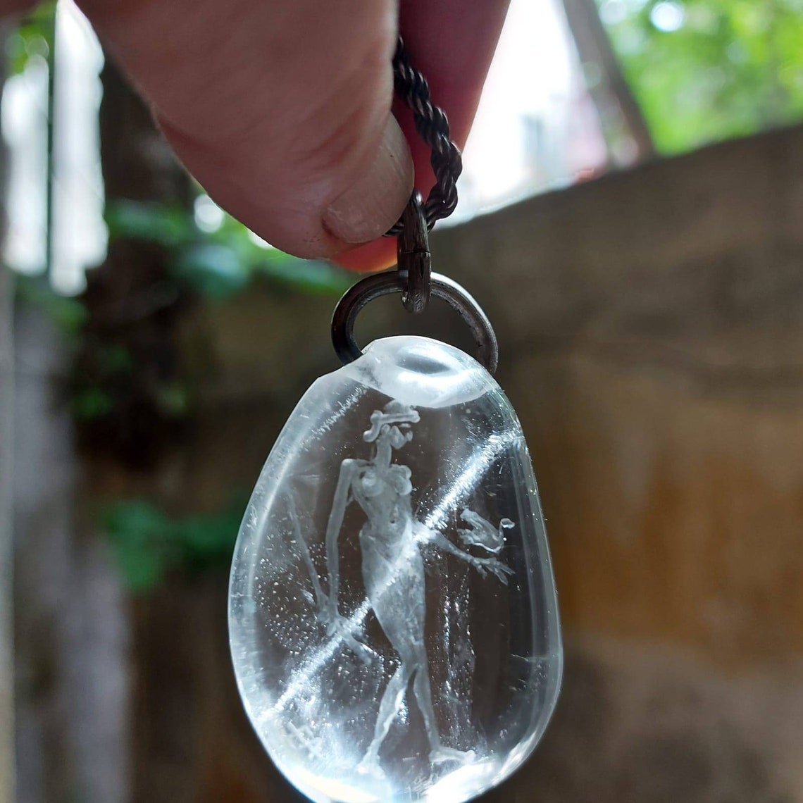 Aphrodite Necklace Quartz Crystal Stone Intaglio hand carved Etsy