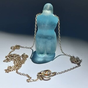 Blue Ice Andara Crystal Venus Figurine Necklace: Mother Goddess Silver Jewelry image 10
