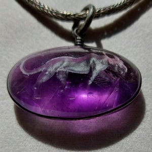 Panthera Halskette, Amethyst Kristall, Panther Intaglio Halskette