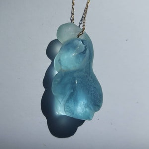 Blue Ice Andara Crystal Venus Figurine Necklace: Mother Goddess Silver Jewelry image 3
