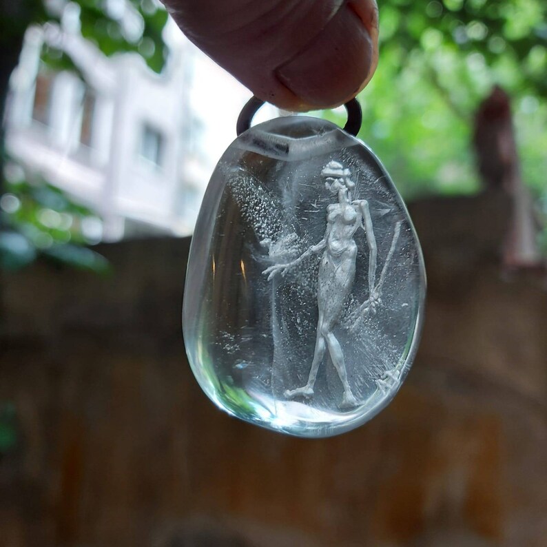 Aphrodite Necklace Quartz Crystal Stone Intaglio hand carved Etsy