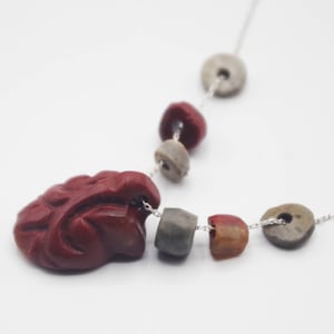 Jasper Lotus Necklace, Palmette Jewelry, Ancient Flower Necklace