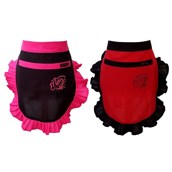 Pink Half Aprons Frilly Apron Ruffled Apron Delicate Apron