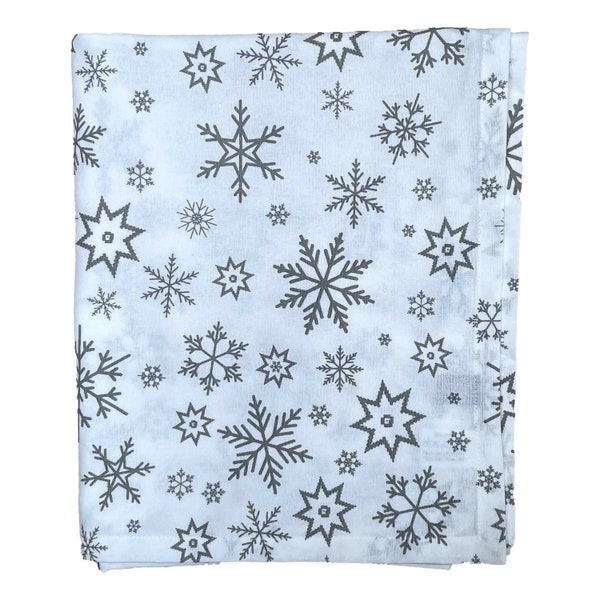 Christmas Tablecloth, Snowflake Table Cloth, Table Napkins, Cotton Tablecloth, Christmas Table Decor, Xmas Hostess Gift, Holiday Decor