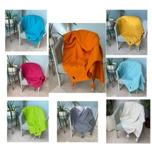 Chunky Cotton Waffle Throw with Tassels, Colorful Home Accessory