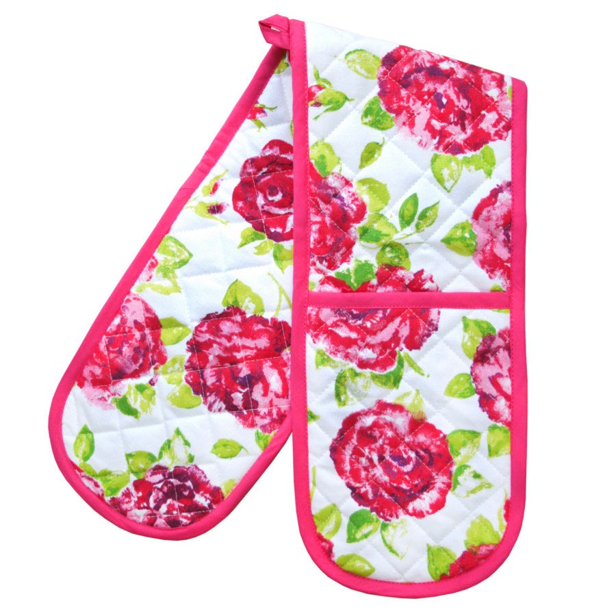 Vintage Roses Print Double Oven Gloves Oven Gloves Etsy UK