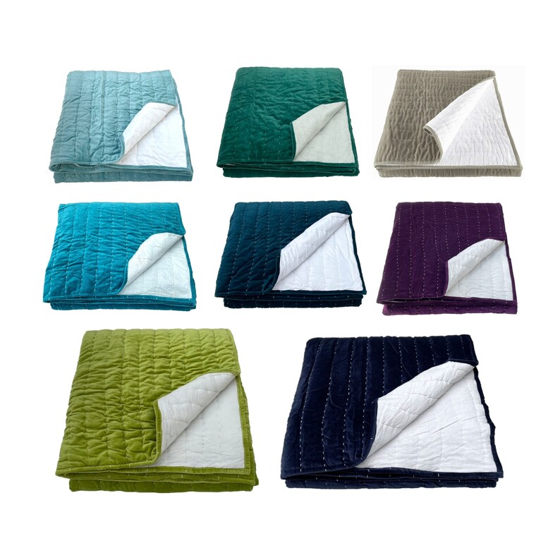 Velvet Quilted Superking Bedspread Quilted Bedspread Etsy UK
