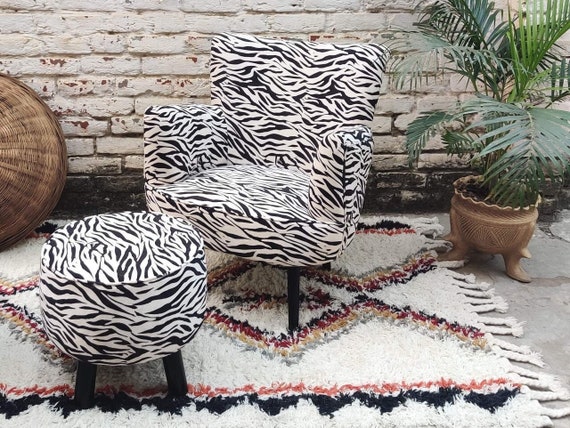 Black and white zebra print arm accent chair deals