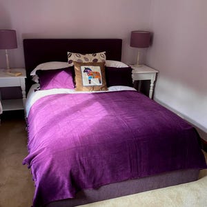 Purple Throw, Velvet Throws, Velvet Throw Blanket, Pom Pom Throw, Pink Velvet Sofa Blankets, Purple Sofa Throw, Fuchsia Blanket,