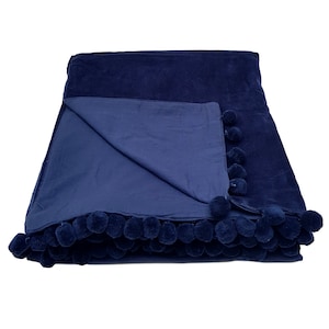 NAVY BLUE VELVET THROW
