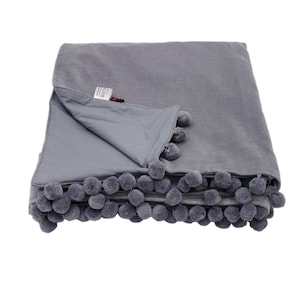 GREY VELVET THROW