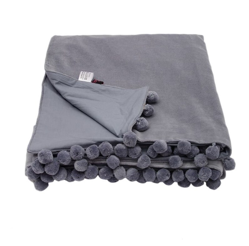 GREY VELVET THROW