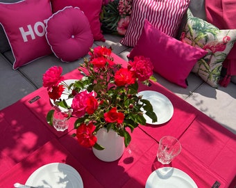 Pink,Lime,Orange ,Yellow ,Duck egg Plain Cotton Tablecloth,  Colourful Home Table Linen
