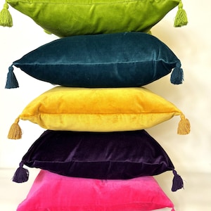 Velvet Cushion Cover With Tassels, Scatter Cushion, Decorative Throw Pillows, Accent Pillow, Decor Pillow, Soft Velvet Pillow, Square Pillow