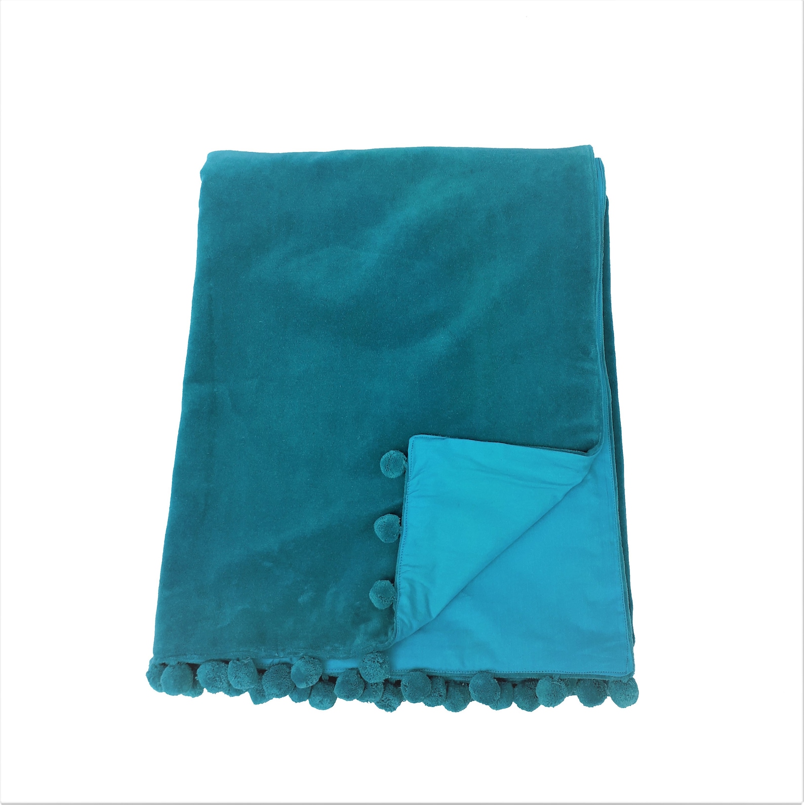 Velvet Pom Pom Throw Navy Velvet Throw Duck Egg Throw Etsy