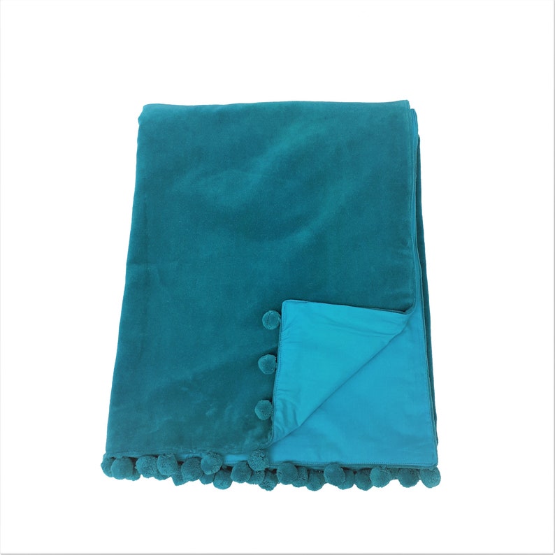 TEAL VELVET THROW