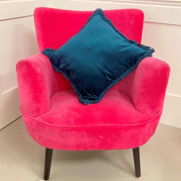 Pink Velvet Armchair And Footstool Set: Pink Accent Chair, Teal Blue Accent Chair,