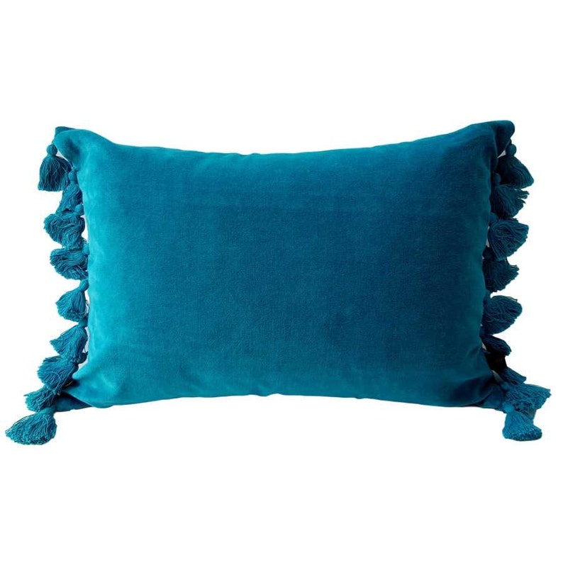 Velvet Tassel Trim Cushion Oblong Velvet Cushion Cushion Etsy
