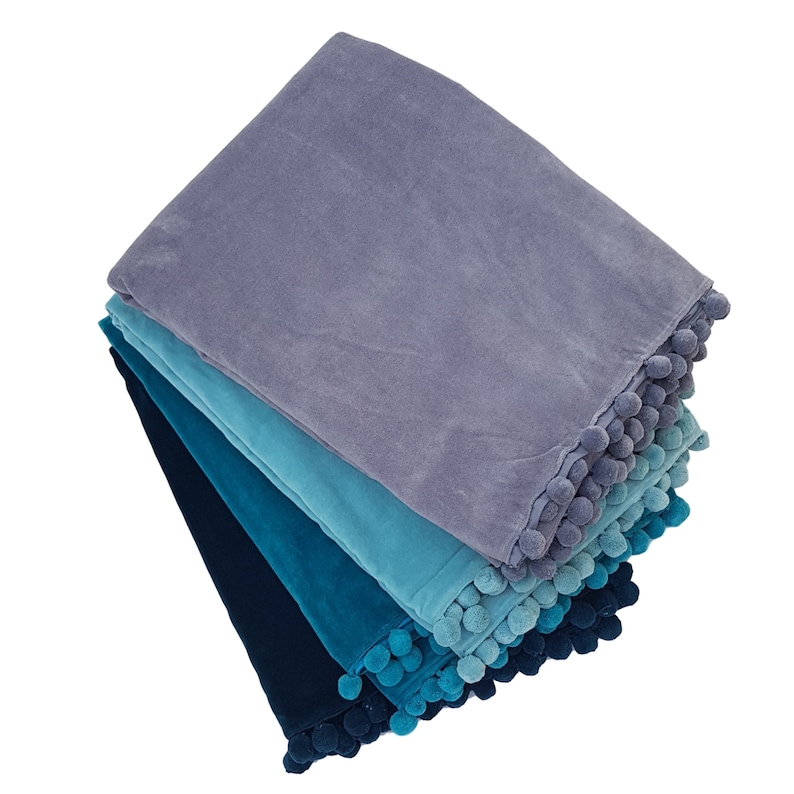 GREY AND BLUE VELVET THROWS