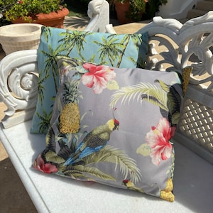 Exotic Print Garden Cushion, Seat Cushion for Garden, Showerproof Summer Garden Cushions, Colourful home cushions