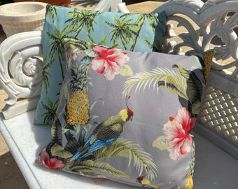 Exotic Print Garden Cushion, Seat Cushion for Garden, Showerproof Summer Garden Cushions, Colourful home cushions