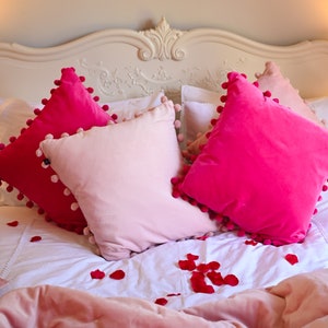 Pink Velvet Cushion, Pink Sofa Throw Pillow, Decorative Pillow For Bed, Girls Room Decor, Small Bedroom Pillow, Velvet Cushion, Girlfriend