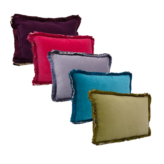 Rectangle Velvet Cushion with Pleated 