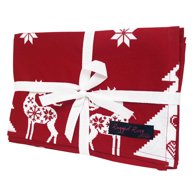 red christmas tea towels