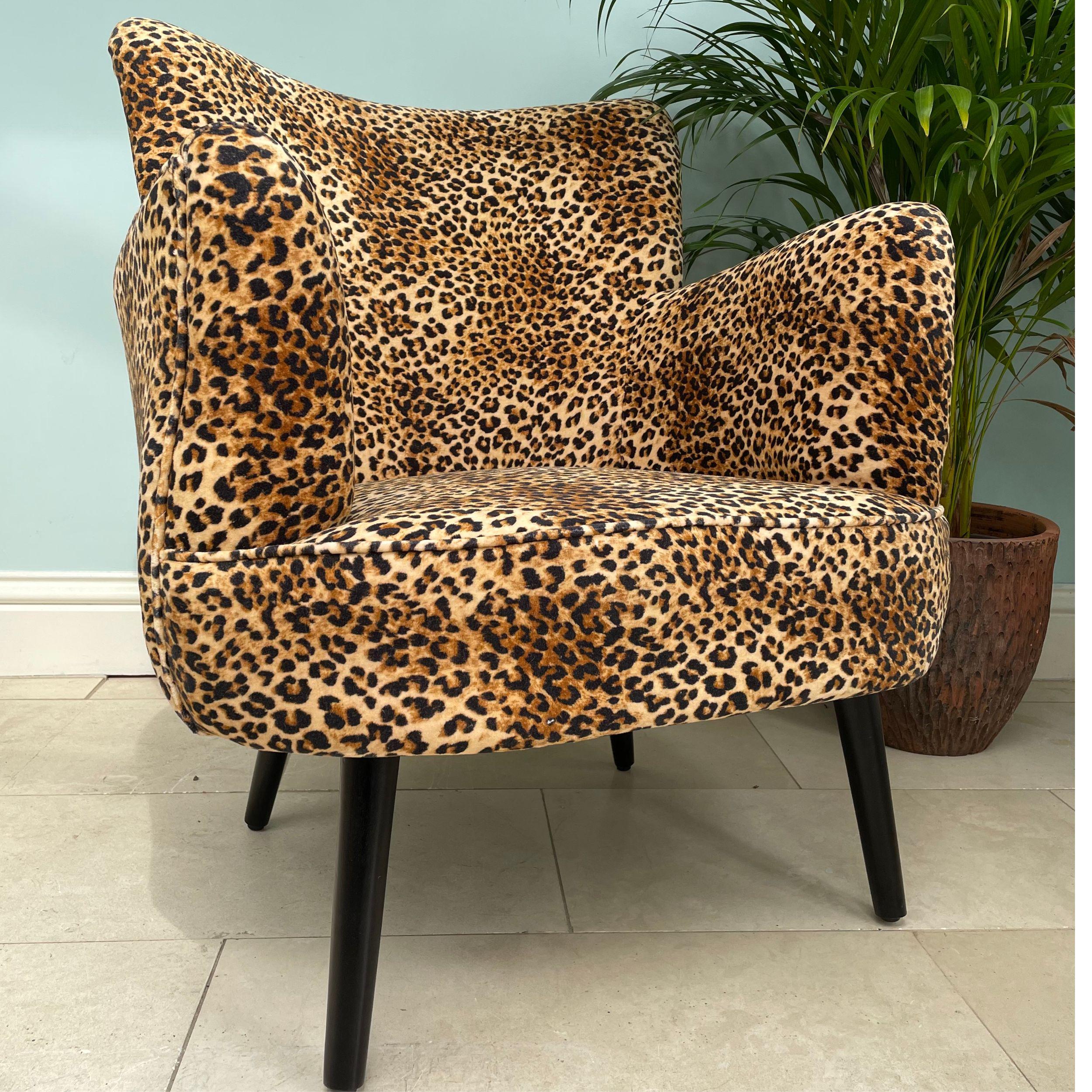 Leopard Print Armchair and Matching Footstool,accent Animal Print