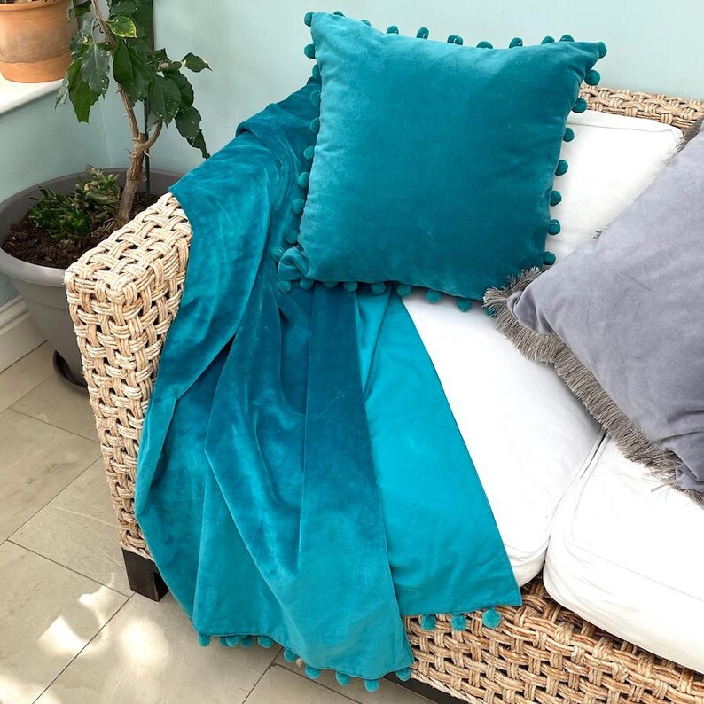 TEAL VELVET THROW